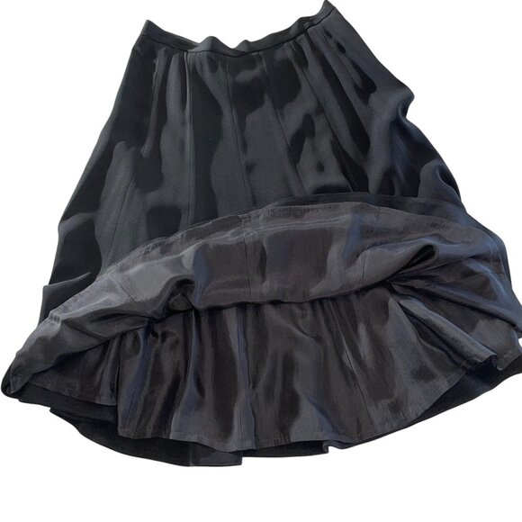 The J. Peterman Company Vintage A-Line Midi Black 100% Silk Skirt, Size 14 - Picture 6 of 12